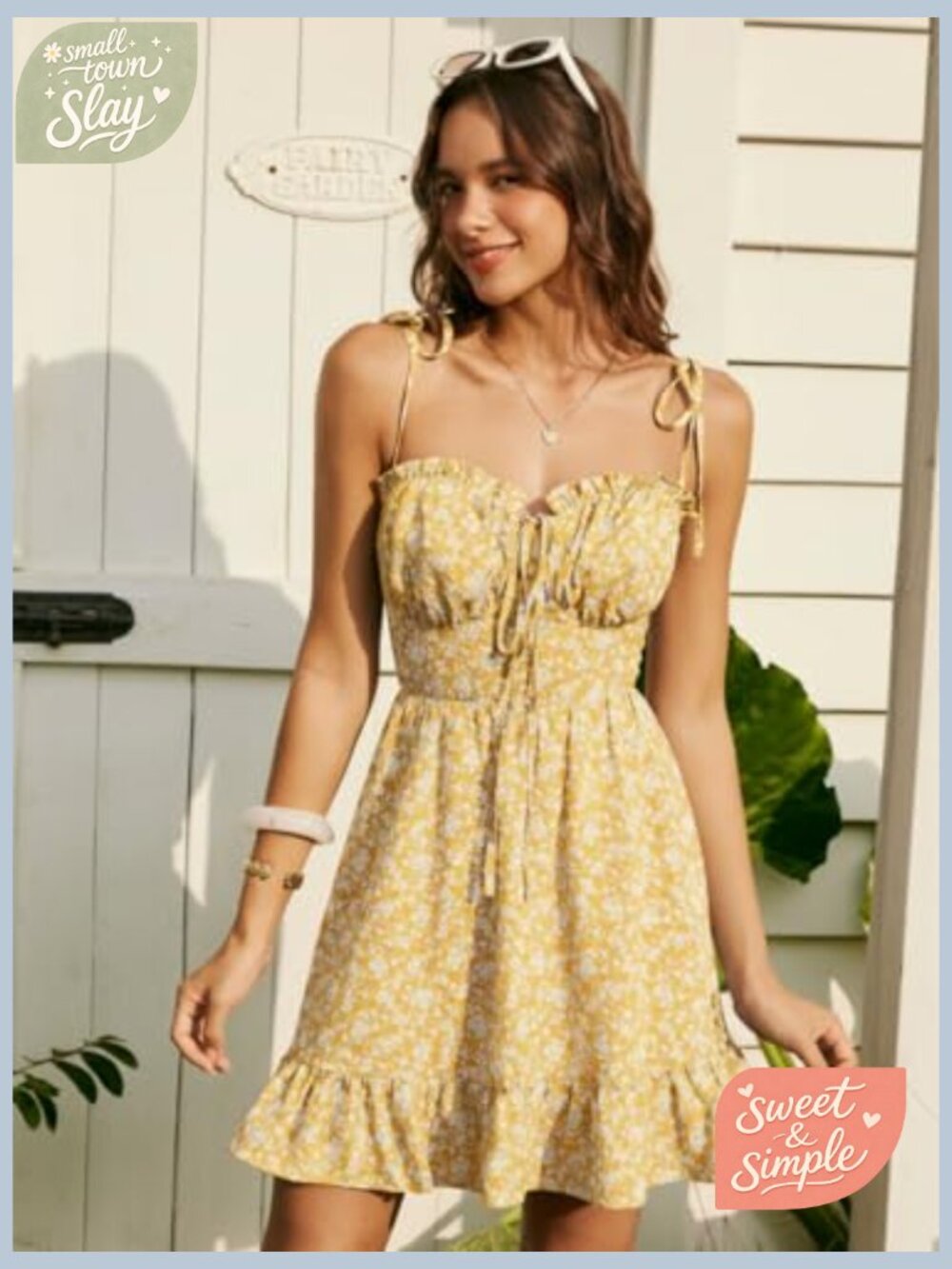 Floral Mini Sundress Spaghetti Strap Square Neck A-Line Sleeveless Boho Vacation - Picture 2 of 7